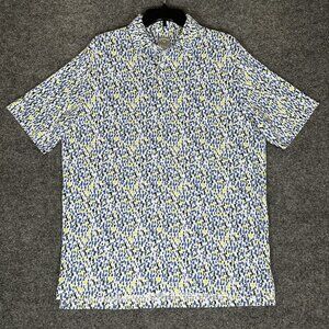 Callaway‎ Polo Shirt Mens M Blue Yellow Geometric Golf Short Sleeve AOP Adult